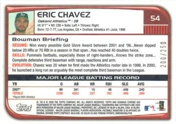2008 Bowman Chrome - X-Fractors #54 Eric Chavez Back