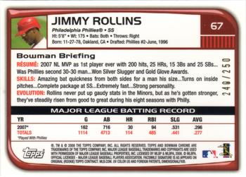 2008 Bowman Chrome - X-Fractors #67 Jimmy Rollins Back