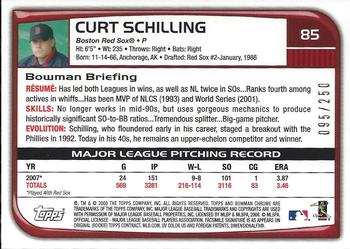 2008 Bowman Chrome - X-Fractors #85 Curt Schilling Back