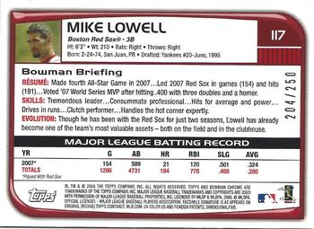 2008 Bowman Chrome - X-Fractors #117 Mike Lowell Back