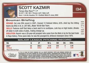 2008 Bowman Chrome - X-Fractors #134 Scott Kazmir Back