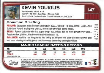 2008 Bowman Chrome - X-Fractors #147 Kevin Youkilis Back