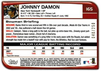 2008 Bowman Chrome - X-Fractors #165 Johnny Damon Back
