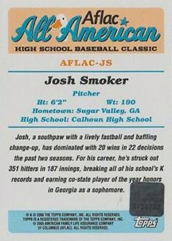 2008 Bowman Draft Picks & Prospects - AFLAC All-American Classic Autographs #AFLAC-JS Josh Smoker Back