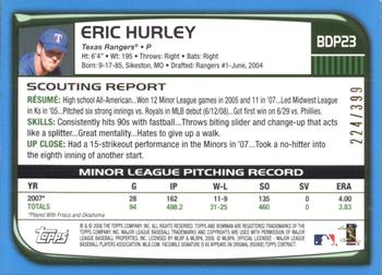 2008 Bowman Draft Picks & Prospects - Blue #BDP23 Eric Hurley Back