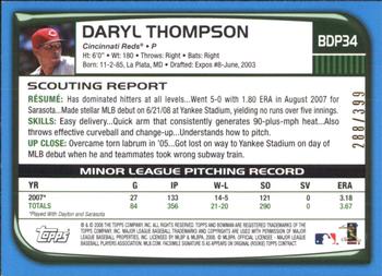 2008 Bowman Draft Picks & Prospects - Blue #BDP34 Daryl Thompson Back
