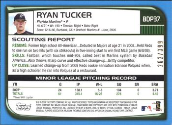 2008 Bowman Draft Picks & Prospects - Blue #BDP37 Ryan Tucker Back