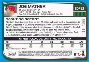 2008 Bowman Draft Picks & Prospects - Blue #BDP53 Joe Mather Back
