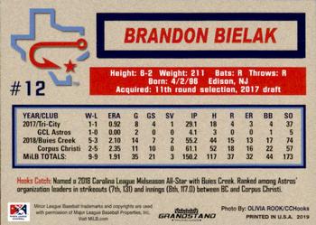 2019 Grandstand Corpus Christi Hooks #NNO Brandon Bielak Back