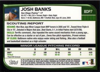 2008 Bowman Draft Picks & Prospects - Chrome #BDP7 Josh Banks Back