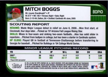 2008 Bowman Draft Picks & Prospects - Chrome #BDP10 Mitch Boggs Back
