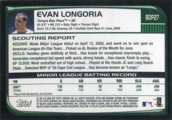 2008 Bowman Draft Picks & Prospects - Chrome #BDP27b Evan Longoria Back