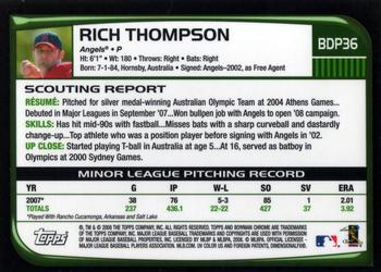 2008 Bowman Draft Picks & Prospects - Chrome #BDP36 Rich Thompson Back