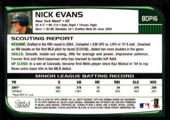 2008 Bowman Draft Picks & Prospects - Chrome #BDP16 Nick Evans Back