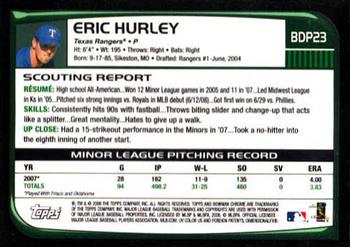 2008 Bowman Draft Picks & Prospects - Chrome #BDP23 Eric Hurley Back