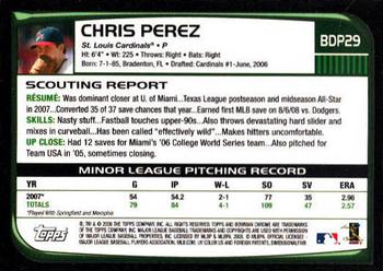 2008 Bowman Draft Picks & Prospects - Chrome #BDP29 Chris Perez Back