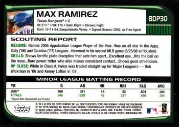 2008 Bowman Draft Picks & Prospects - Chrome #BDP30 Max Ramirez Back