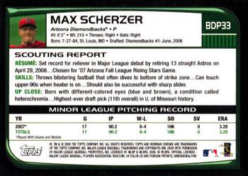2008 Bowman Draft Picks & Prospects - Chrome #BDP33 Max Scherzer Back