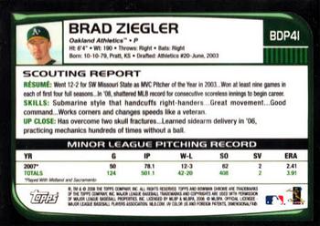 2008 Bowman Draft Picks & Prospects - Chrome #BDP41 Brad Ziegler Back