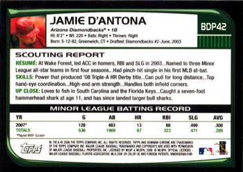 2008 Bowman Draft Picks & Prospects - Chrome #BDP42 Jamie D'Antona Back