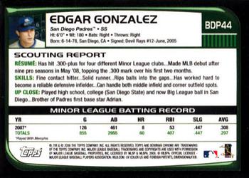 2008 Bowman Draft Picks & Prospects - Chrome #BDP44 Edgar Gonzalez Back