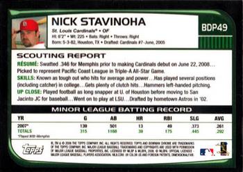 2008 Bowman Draft Picks & Prospects - Chrome #BDP49 Nick Stavinoha Back