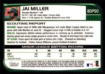 2008 Bowman Draft Picks & Prospects - Chrome #BDP50 Jai Miller Back
