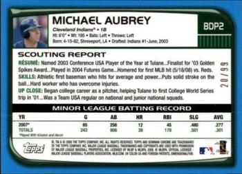 2008 Bowman Draft Picks & Prospects - Chrome Blue Refractors #BDP2 Michael Aubrey Back