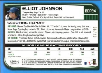 2008 Bowman Draft Picks & Prospects - Chrome Blue Refractors #BDP24 Elliot Johnson Back