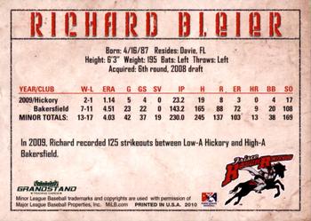 2010 Grandstand Frisco RoughRiders #NNO Richard Bleier Back