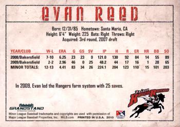 2010 Grandstand Frisco RoughRiders #NNO Evan Reed Back