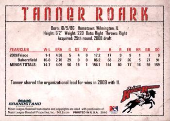 2010 Grandstand Frisco RoughRiders #NNO Tanner Roark Back
