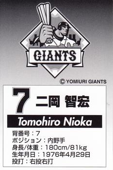 2006 Yomiuri Giants 3D #NNO Tomohiro Nioka Back