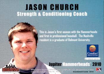 2010 Grandstand Jupiter Hammerheads #NNO Jason Church Back