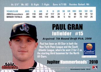 2010 Grandstand Jupiter Hammerheads #NNO Paul Gran Back