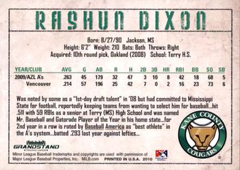 2010 Grandstand Kane County Cougars #NNO Rashun Dixon Back