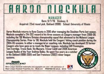 2010 Grandstand Kane County Cougars #NNO Aaron Nieckula Back