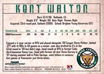 2010 Grandstand Kane County Cougars #NNO Kent Walton Back