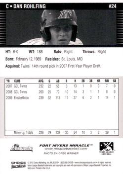 2010 Choice Fort Myers Miracle #24 Dan Rohlfing Back