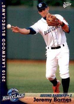2010 MultiAd Lakewood BlueClaws #2 Jeremy Barnes Front