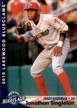 2010 MultiAd Lakewood BlueClaws #25 Jonathan Singleton Front