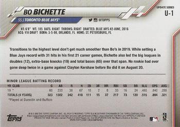 2020 Topps Update #U-1 Bo Bichette Back
