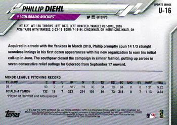 2020 Topps Update #U-16 Phillip Diehl Back