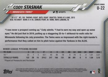 2020 Topps Update #U-22 Cody Stashak Back