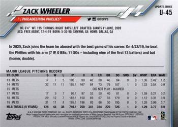 2020 Topps Update #U-45 Zack Wheeler Back