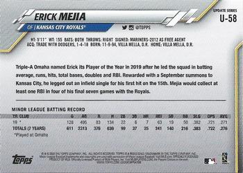2020 Topps Update #U-58 Erick Mejia Back