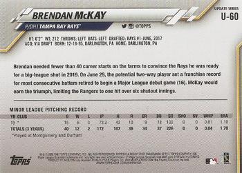 2020 Topps Update #U-60 Brendan McKay Back