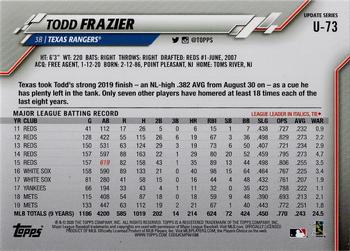 2020 Topps Update #U-73 Todd Frazier Back