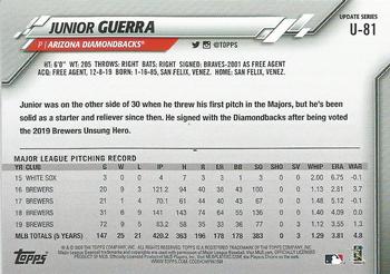 2020 Topps Update #U-81 Junior Guerra Back