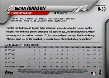 2020 Topps Update #U-89 Brian Johnson Back